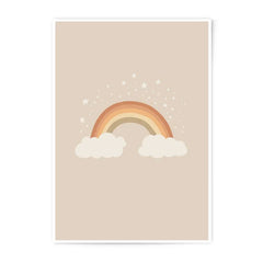 Rainbow Photographic Print, Stars and Clouds Art, Nursery Decor, Minimalist Illustration, Kids Room Decor, Home Wall Art - Tawshia
