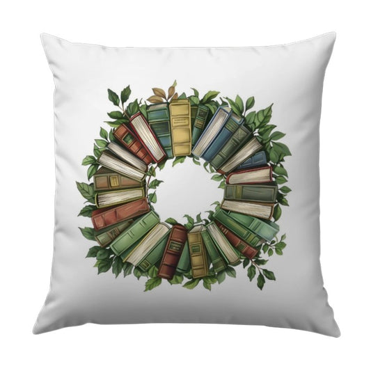 Book Lover Pillow, Wreath Pillow, Reading Nook Decor, Library Pillow, Bookish Gift, Home Decor Pillow - Tawshia