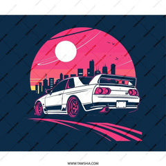 Retro Skyline R32 MousePad, JDM Car Art, Japanese Import, Vaporwave Aesthetic, Car Enthusiast Gift, Gaming Accessory, Desk Decor - Tawshia