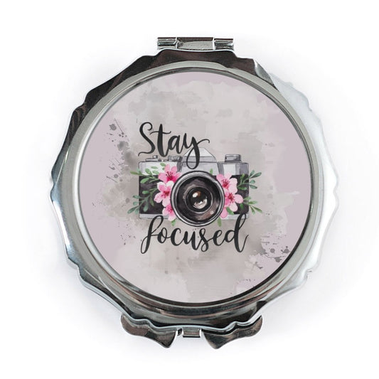 Stay Focused Camera Pocket Mirror, Floral Camera Gift, Photography Lover Present, Photographer Gift, Inspirational Pocket Mirror - Tawshia