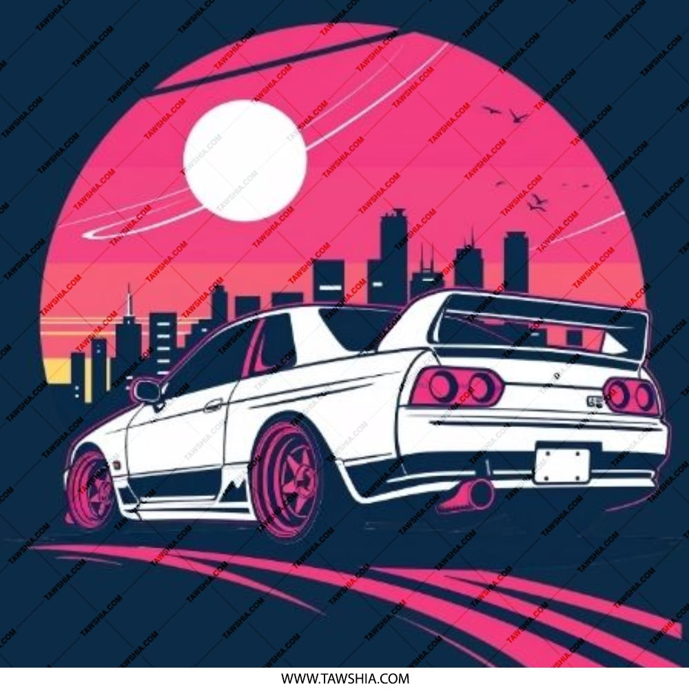 Skyline R32 Pinback Button, JDM Car Button, Japanese Car, Automotive Gift, Car Enthusiast Badge, Vaporwave Aesthetic, Cityscape - Tawshia