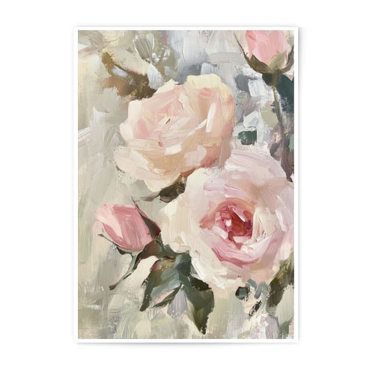 Blush Pink Roses Photographic Print, Floral Wall Art, Rose Painting Art Print, Flower Photography Print, Elegant Home Decor - Tawshia