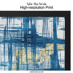 Abstract Wall Art, Blue Gold Print, Modern Home Decor, Contemporary Art Print, Framed Art, Trendy Wall Art, Stylish Art Print - Tawshia
