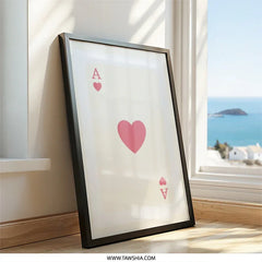 Ace of Hearts Wall Art, Playing Card Print, Minimalist Home Decor, Casino Theme Art, Modern Wall Hanging - Tawshia