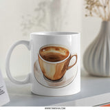 Coffee Lover Mug, Watercolor Coffee Cup Mug, Coffee Art Mug, Coffee Cup Art Mug, Hot Coffee Drink Mug, Espresso Cup Mug, Cafe Latte Mug - Tawshia