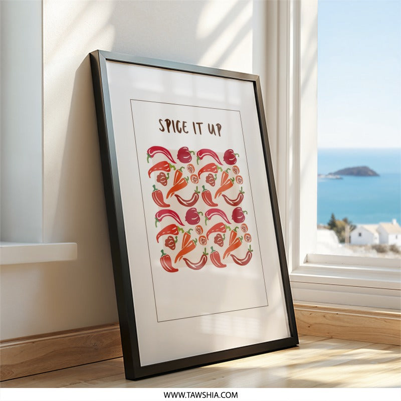 Spice It Up Wall Art, Chili Pepper Print, Kitchen Decor, Food Art, Spicy Gift, Modern Wall Decor, Unique Wall Art - Tawshia