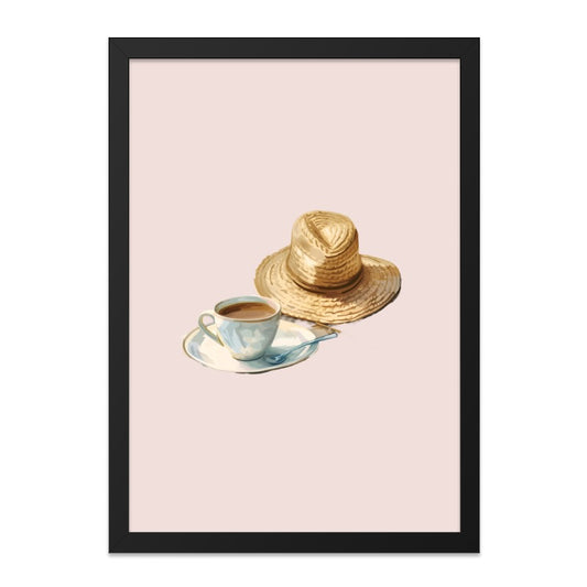 Coffee and Straw Hat, Wall Art, Summer Still Life, Minimalist Decor, Kitchen Art, Home Decor, Printable Art - Tawshia