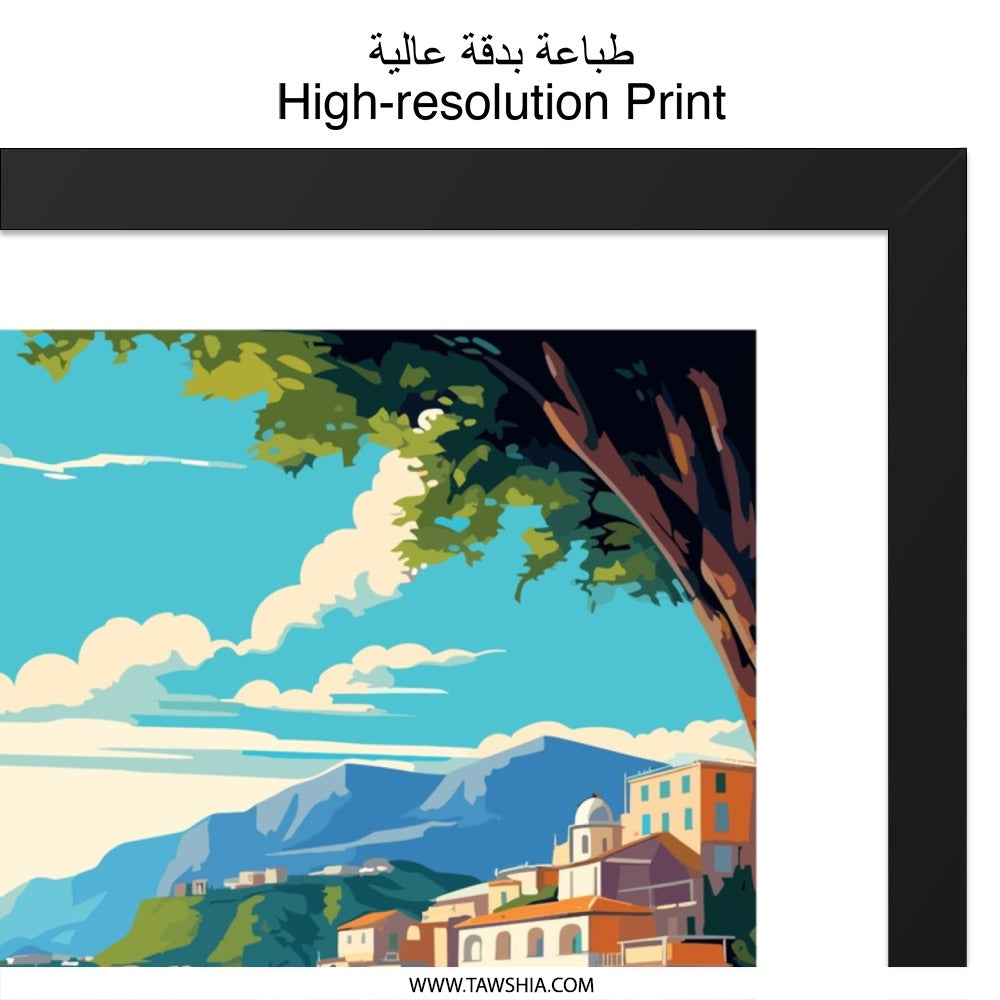 Amalfi Coast Wall Art, Italy Scenery Print, Mediterranean Sea Poster, Italian Village Home Decor, Coastal Artwork, Travel Gift - Tawshia