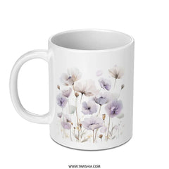 Floral Mug, Purple Poppy Mug, Flower Mug, Botanical Mug, Watercolor Floral Mug, Coffee Mug, Tea Mug, Gift Idea - Tawshia