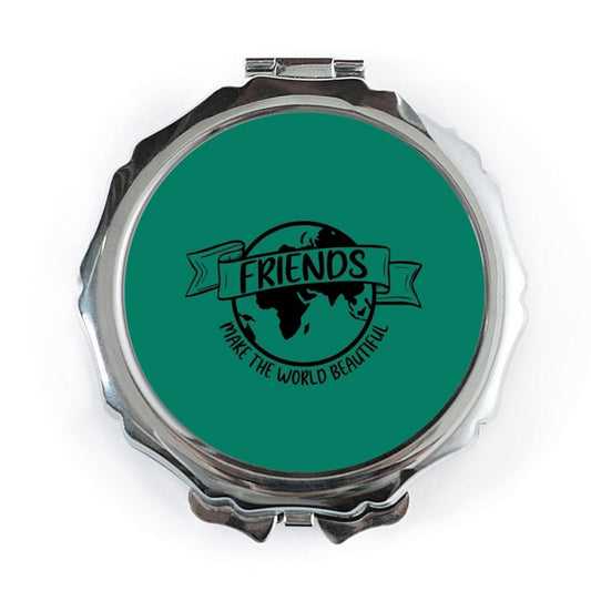 Friends World Pocket Mirror, Beautiful Earth Travel Mirror, Inspirational Gift, Friendship Gift, Pocket Makeup Mirror - Tawshia