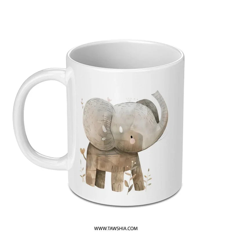 Cute Elephant Mug, Watercolor Mug, Animal Lover Gift, Coffee Cup, Tea Mug, Unique Mug, Gift for Her, Gift for Him, Adorable Elephant Design - Tawshia