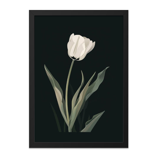 White Tulip Wall Art, Floral Print, Minimalist Decor, Botanical Wall Decor, Flower Art Print, Modern Home Decor - Tawshia