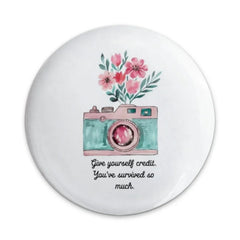 Camera Floral Pinback Button, Inspirational Quote Button, Gift for Survivor, Cute Pin, Backpack Pin, Jacket Pin, Camera Lover Gift - Tawshia