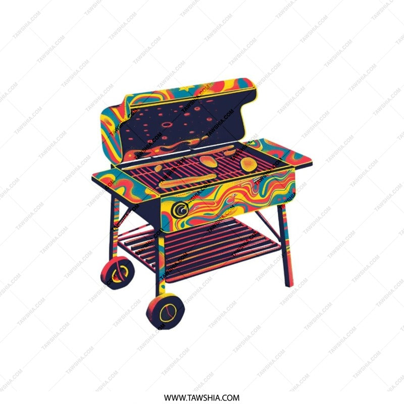 Grill Pillow, Psychedelic BBQ Throw Pillow, Grill Art Cushion, Colorful Grill Gift, Novelty Kitchen Decor, Unique Home Accent, BBQ Lover - Tawshia