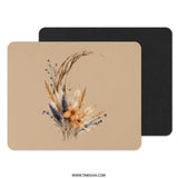 Boho Floral Mouse Pad, Botanical Desk Decor, Aesthetic Computer Mat, Neutral Office Accessories, Minimalist Mousepad, Flower PC Gaming Mat - Tawshia