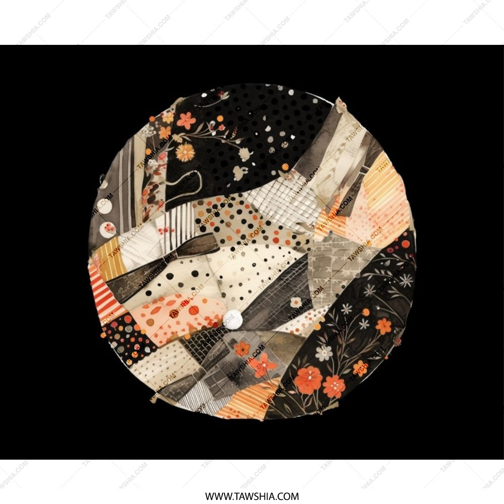 Abstract Floral Mouse Pad, Patchwork Circle Art, Unique Desk Accessory, Computer Mat, Office Decor, Stylish Mousepad - Tawshia