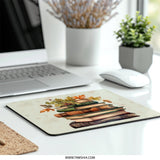 Stacked Books MousePad, Autumn Leaves Design Mouse Pad, Fall Season Mousepad, Cozy Study Desk Decor, Book Lover Gift, Teacher Appreciation - Tawshia
