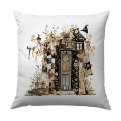 Floral House Pillow, Whimsical Home Decor Pillow, Unique Accent Pillow, Housewarming Gift Idea, Bohemian Pillow Decor, Artistic Living Room - Tawshia