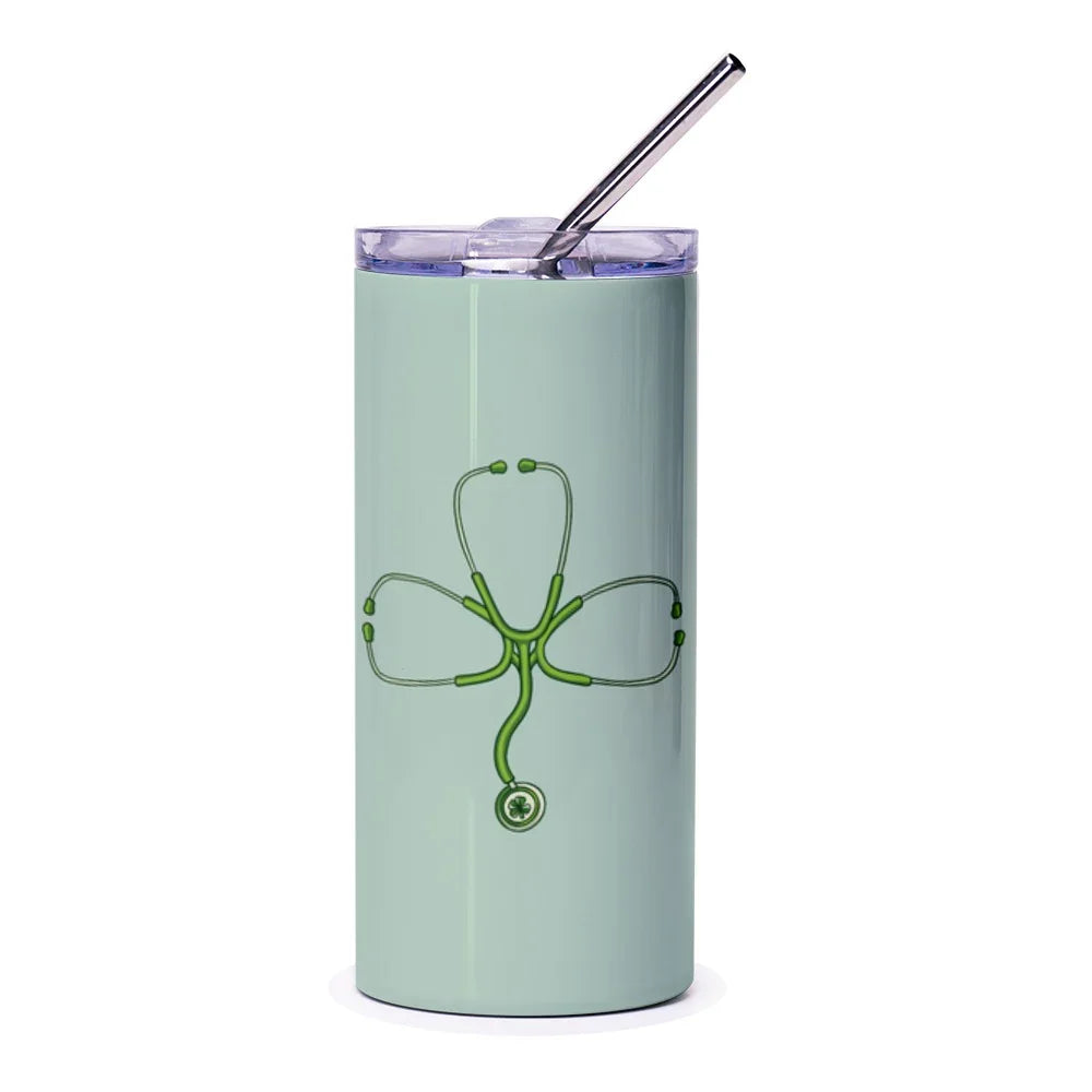 Green Stethoscope and Clover Design Tumbler product