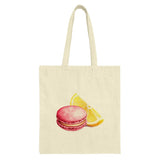Lemon Macaron Tote Bag, Foodie Gift, Cute Dessert Bag, Watercolor Style, Eco Friendly Shopping Bag, French Pastry Design - Tawshia