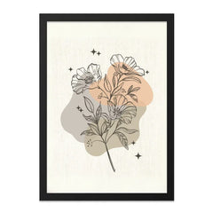 Floral Line Art Wall Art, Botanical Print, Minimalist Wall Decor, Flower Drawing, Modern Home Decor, Boho Wall Art, Abstract Shapes - Tawshia