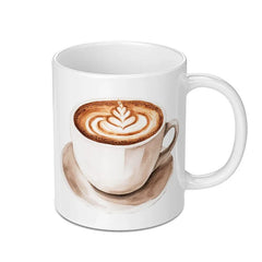 Latte Art Mug, Coffee Lover Gift, Watercolor Mug, Unique Coffee Mug, Ceramic Coffee Mug, Drinkware, Hot Beverage Cup, Kitchen Decor Mug - Tawshia
