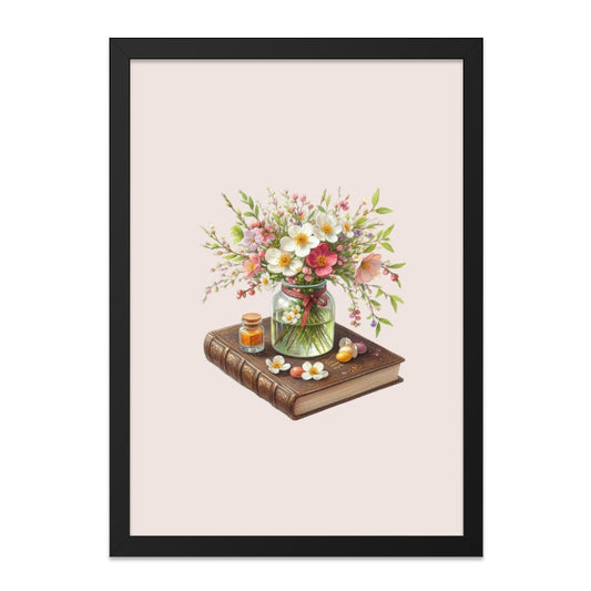 Floral Bouquet Wall Art, Book and Flowers Print, Botanical Art Decor, Still Life Wall Decor, Home Decor Art, Vintage Book Wall Art - Tawshia