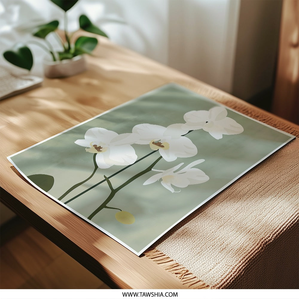 White Orchid Photographic Print, Botanical Wall Art, Floral Art Print, Minimalist Flower Decor, Elegant Home Decor, Plant Lover Gift - Tawshia