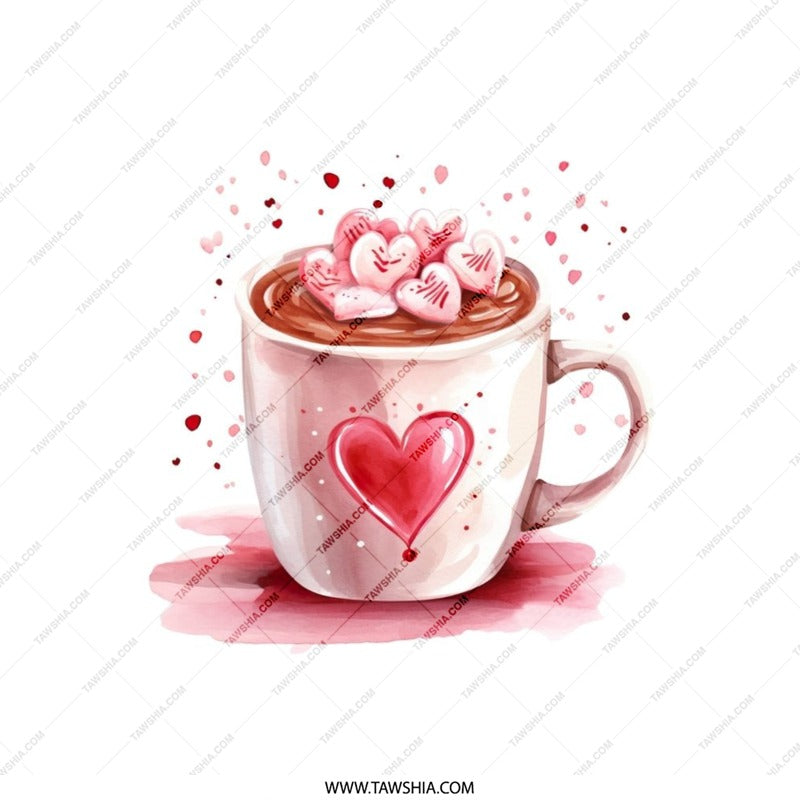 Hot Chocolate Pillow, Heart Marshmallows, Valentine's Day Decor, Cute Cocoa Pillow, Cozy Home Decor, Gift for Her, Valentine Gift - Tawshia