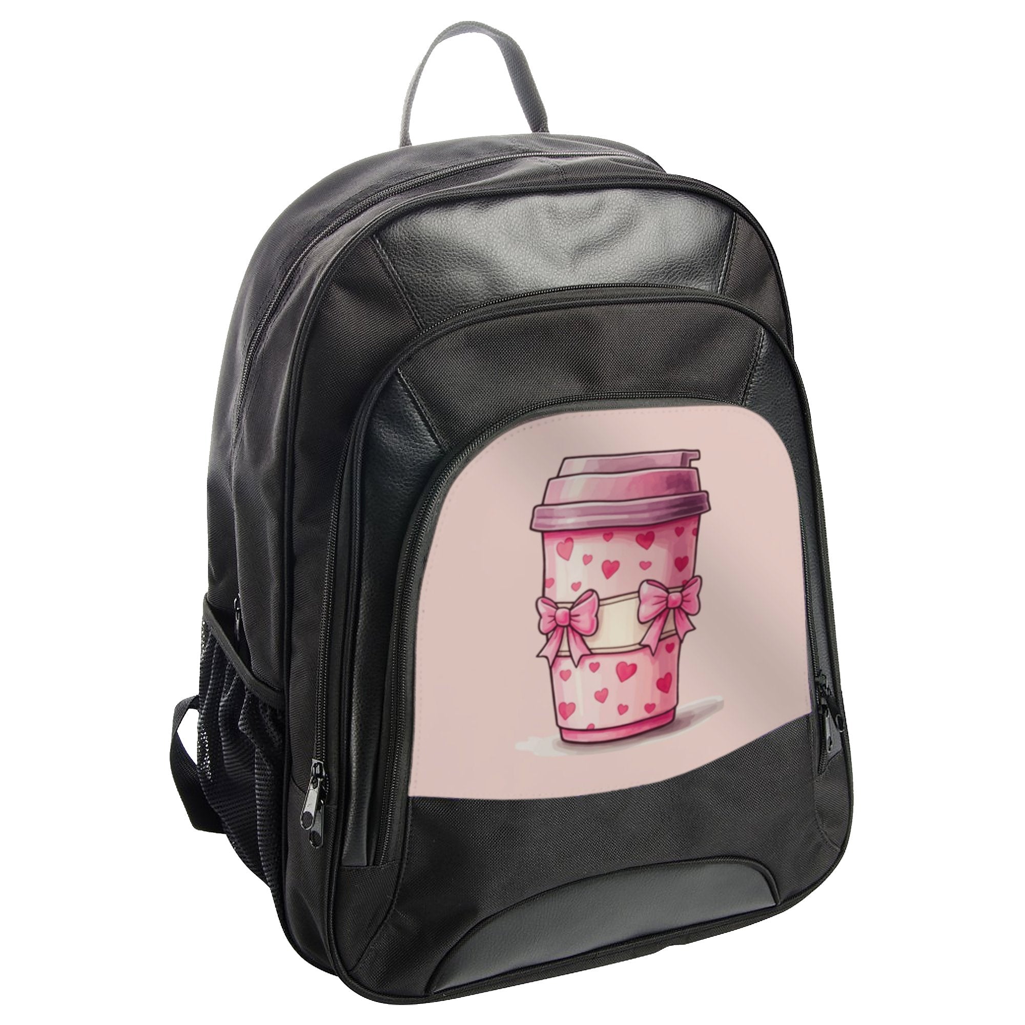 Cute Hearts and Bows Coffee Cup Design Backpack product type