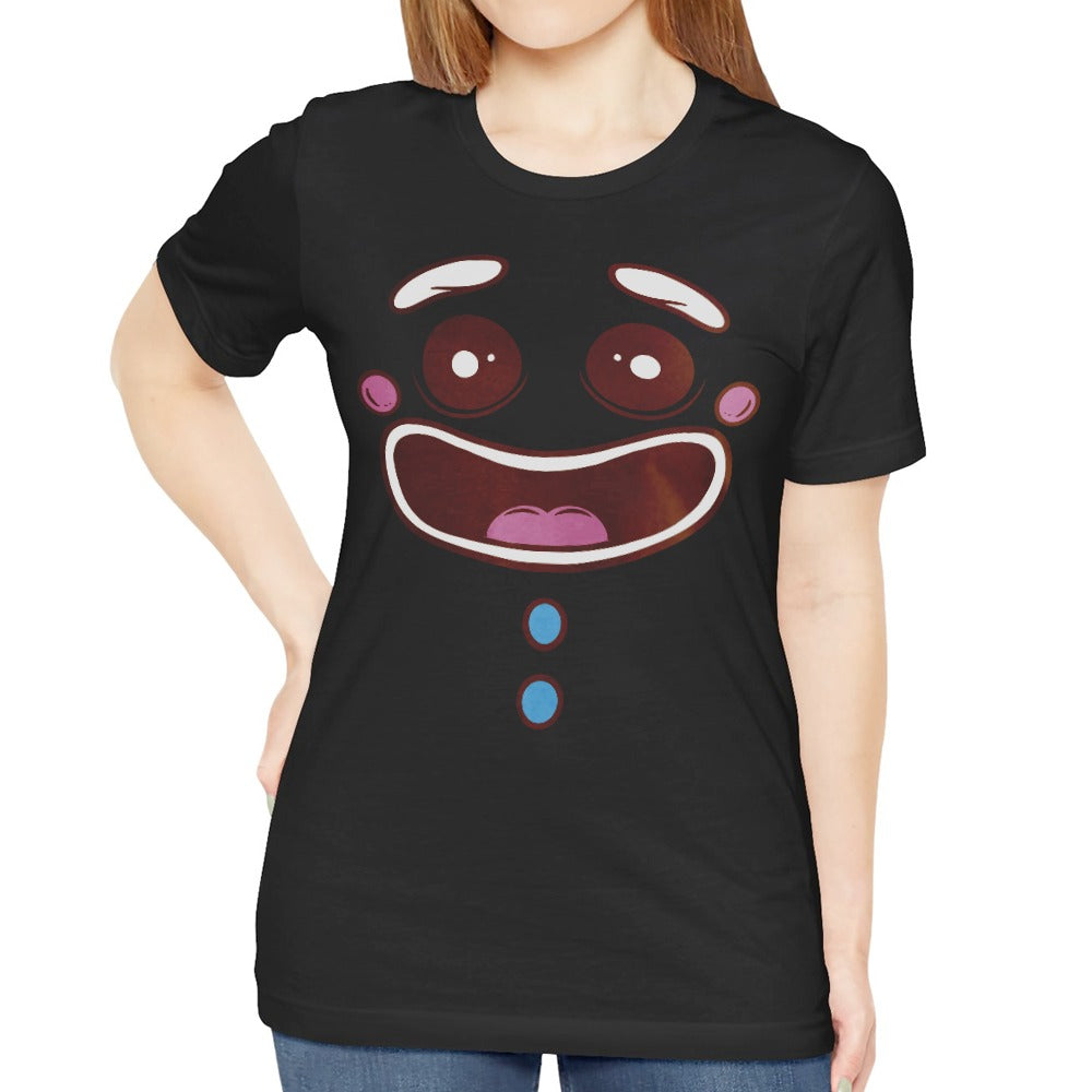 Cartoon Face Design Black T-Shirt Funny Product Type