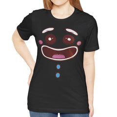 Cartoon Face Design Black T-Shirt Funny Product Type