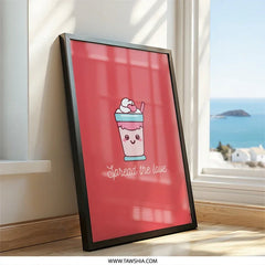 Kawaii Smoothie Wall Art, Spread the Love Print, Cute Food Illustration, Pink Decor, Inspirational Art, Home Decor, Gift Idea - Tawshia
