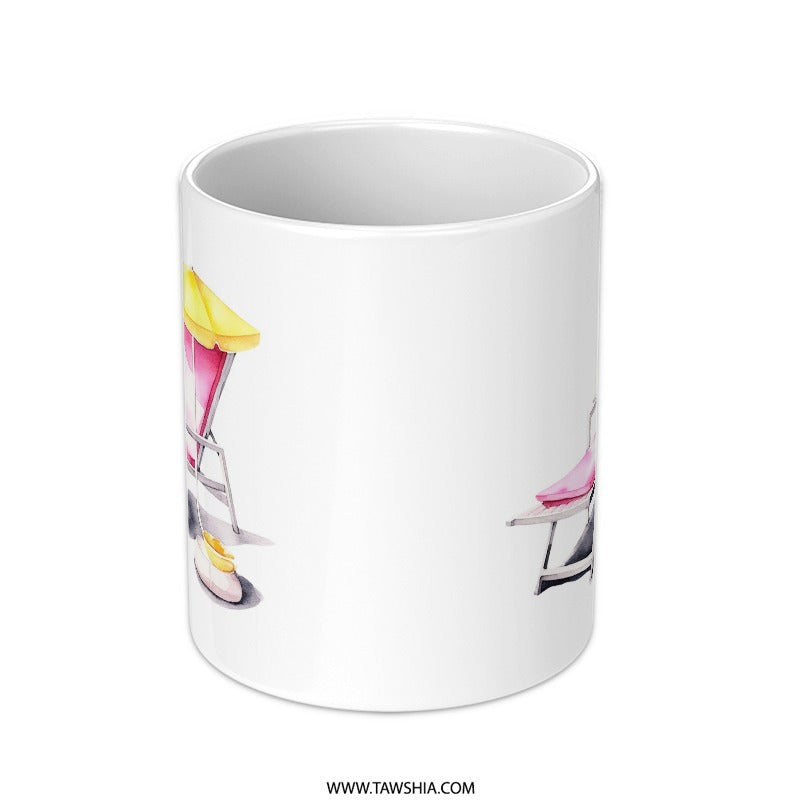 Beach Chair Mug, Summer Vibes Mug, Vacation Getaway, Relaxing Beach, Tropical Drink, Fun Mug, Gift Idea, Beach Lover, Stylish Mug - Tawshia