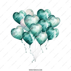 Heart Balloons Tote Bag, Watercolor Balloons Tote, Cute Everyday Tote, Heart Gift, Love Tote, Green Balloons, Gift For Her, Birthday Gift - Tawshia