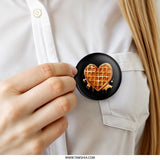 Heart Waffle Pinback Button, Sweet Treat Button, Breakfast Lover Gift, Foodie Pin, Cute Button, Unique Accessories, Pin Button - Tawshia