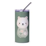 Cute Bear Tumbler, Floral Bear, Gift Tumbler, Animal Tumbler, Kawaii Tumbler, Trendy Tumbler, Unique Tumbler, Gift for Her - Tawshia