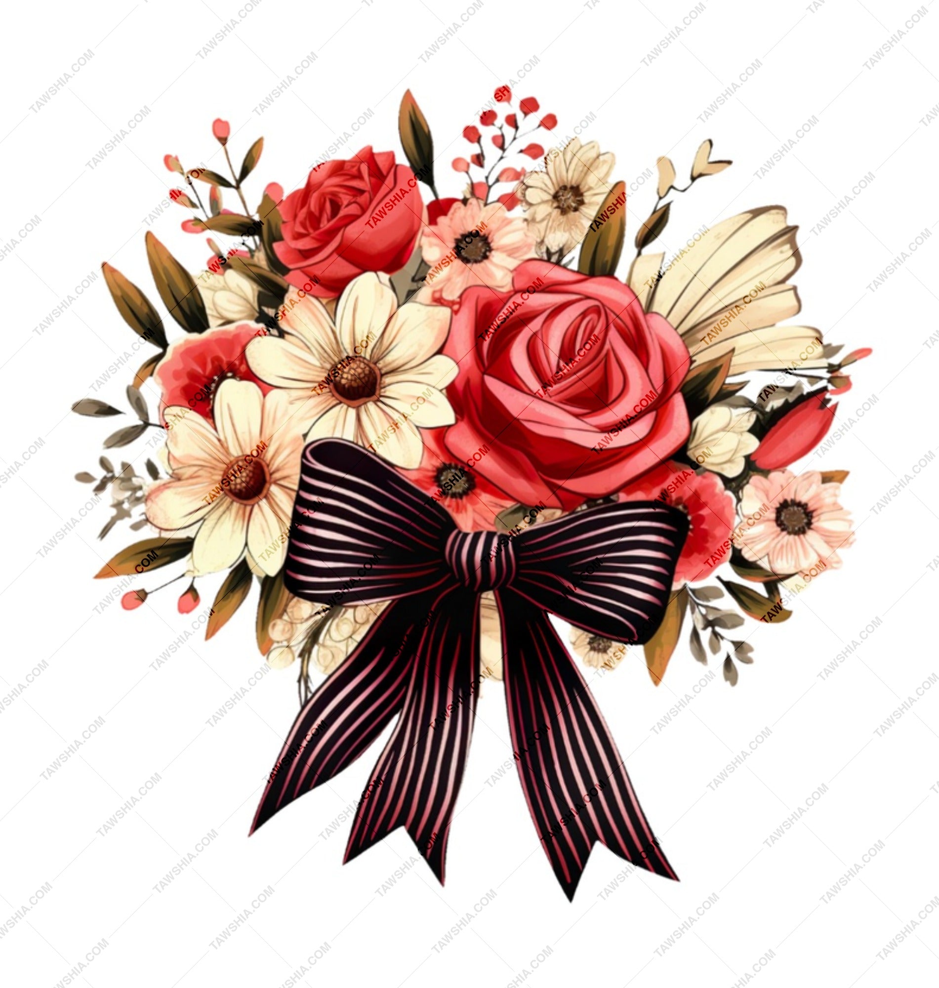 Floral Bouquet Mug, Red Rose Mug, Flower Mug, Elegant Mug, Bow Mug, Gift Mug, Decorative Mug, Coffee Mug, Tea Mug, Unique Mug - Tawshia