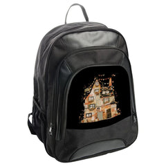 Quaint House Backpack, Colorful Building Bag, Unique Architecture Backpack, Quirky Townhouse Design, Whimsical Travel Bag, Durable Backpack - Tawshia