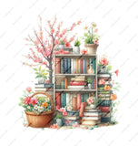 Bookshelf Mug, Floral Mug, Book Lover Gift, Reader Gift, Bookworm Mug, Cozy Mug, Aesthetic Mug, Spring Mug, Books and Flowers Mug - Tawshia