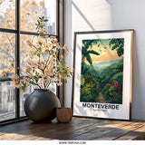 Monteverde Cloud Forest Wall Art, Tropical Landscape Art Print, Costa Rica Scenery Home Decor, Exotic Bird Nature Wall Decor - Tawshia