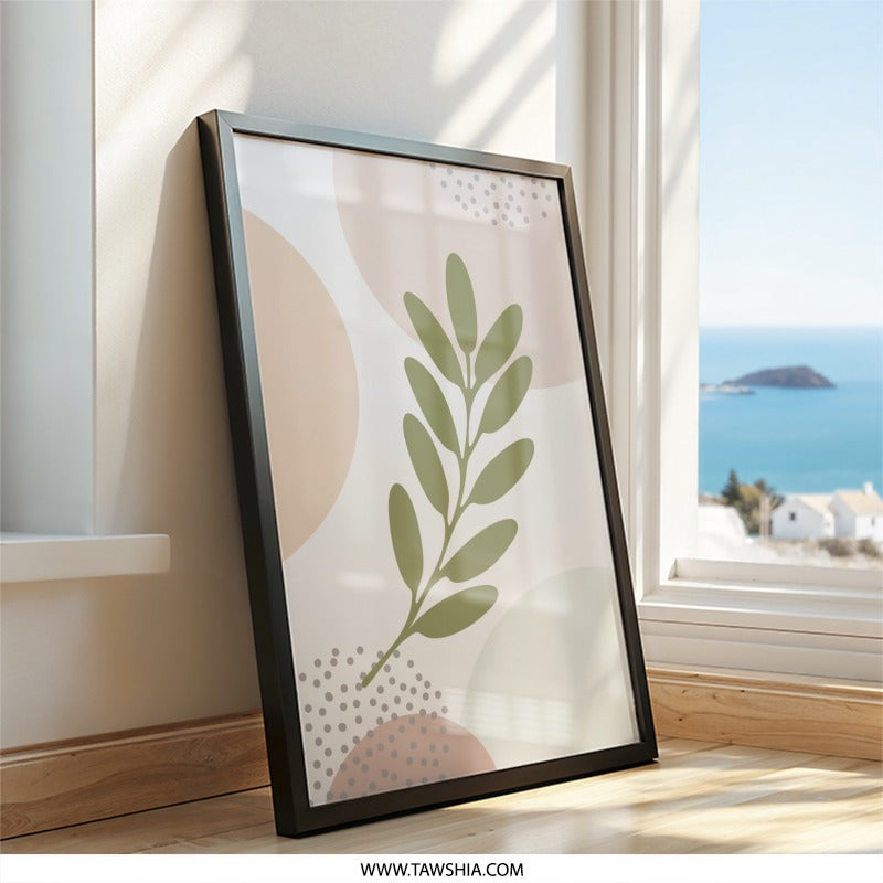 Minimalist Botanical Wall Art, Abstract Leaf Print, Modern Boho Decor, Neutral Tone Art Print, Plant Illustration, Home Decor Art - Tawshia