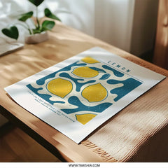 Lemon Photographic Print, Abstract Citrus Art, Kitchen Wall Decor, Modern Home Art Print, Lemon Illustration Print, Fruit Art Print - Tawshia