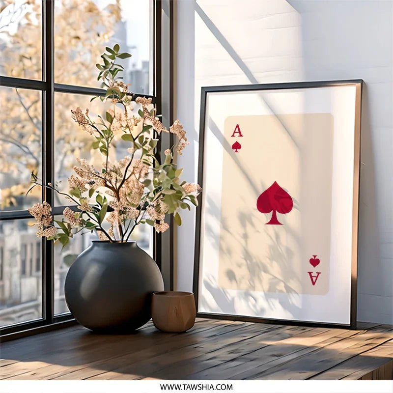 Ace of Spades Wall Art, Minimalist Card Print, Poker Room Decor, Casino Wall Decor, Playing Card Wall Decor, Game Room Wall Art - Tawshia