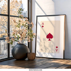 Ace of Spades Wall Art, Minimalist Card Print, Poker Room Decor, Casino Wall Decor, Playing Card Wall Decor, Game Room Wall Art - Tawshia