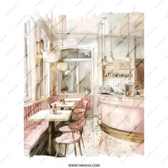 Paris Cafe Tote Bag, Watercolor Art Tote, French Bistro Design, Trendy Tote Bag, Stylish Grocery Bag, Shoulder Bag, Unique Gift Idea - Tawshia