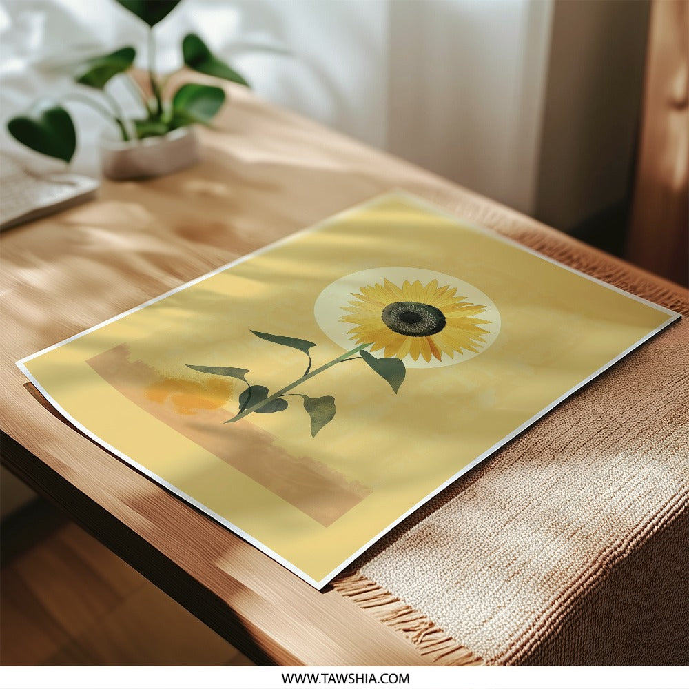 Sunflower Photographic Print, Floral Wall Art, Sunflower Illustration, Botanical Print, Yellow Decor, Nature Inspired Art, Flower - Tawshia