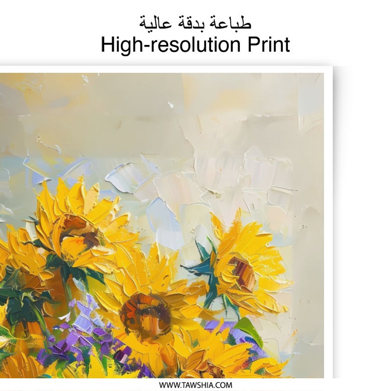Sunflower Bouquet Photographic Print, Floral Art, Still Life Painting, Impressionist Wall Decor, Summer Decor, Flower Print - Tawshia