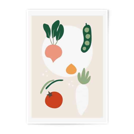 Abstract Vegetable Photographic Print, Modern Kitchen Wall Art, Farmhouse Decor, Colorful Food Illustration Print, Contemporary Still Life - Tawshia