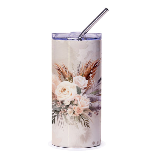 Floral Bouquet Tumbler, Flower Tumbler, Elegant Tumbler, Rose Tumbler, Gift for Her, Unique Tumbler Design, Stylish Cup - Tawshia